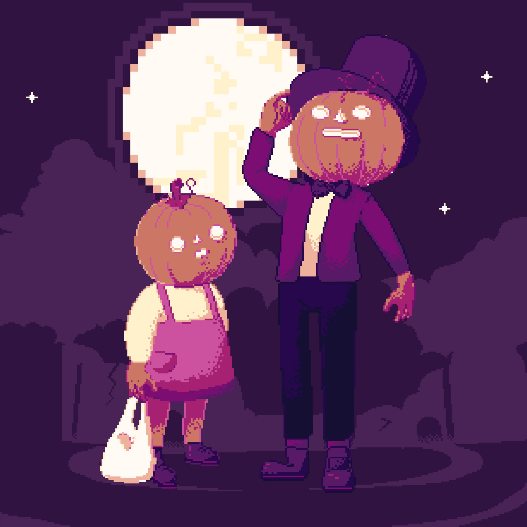 Flat design Halloween illustration with pumpkins, ghosts, and autumn decorations